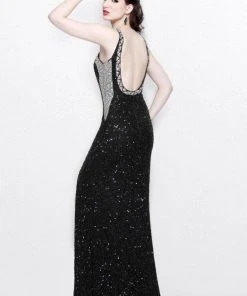 Formal Gowns Primavera Couture - Halter Neckline Sequined Evening Gown 1718