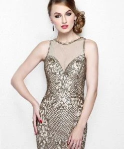 Formal Gowns Primavera Couture - Illusion Long Beaded Dress 1736