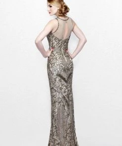 Formal Gowns Primavera Couture - Illusion Long Beaded Dress 1736