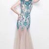 Primavera Couture - Intricately Ornate Cap Sleeve Bateau Tulle Trumpet Gown 1703