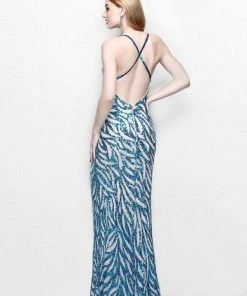 Primavera Couture - Long Beaded Dress With Slit 1807