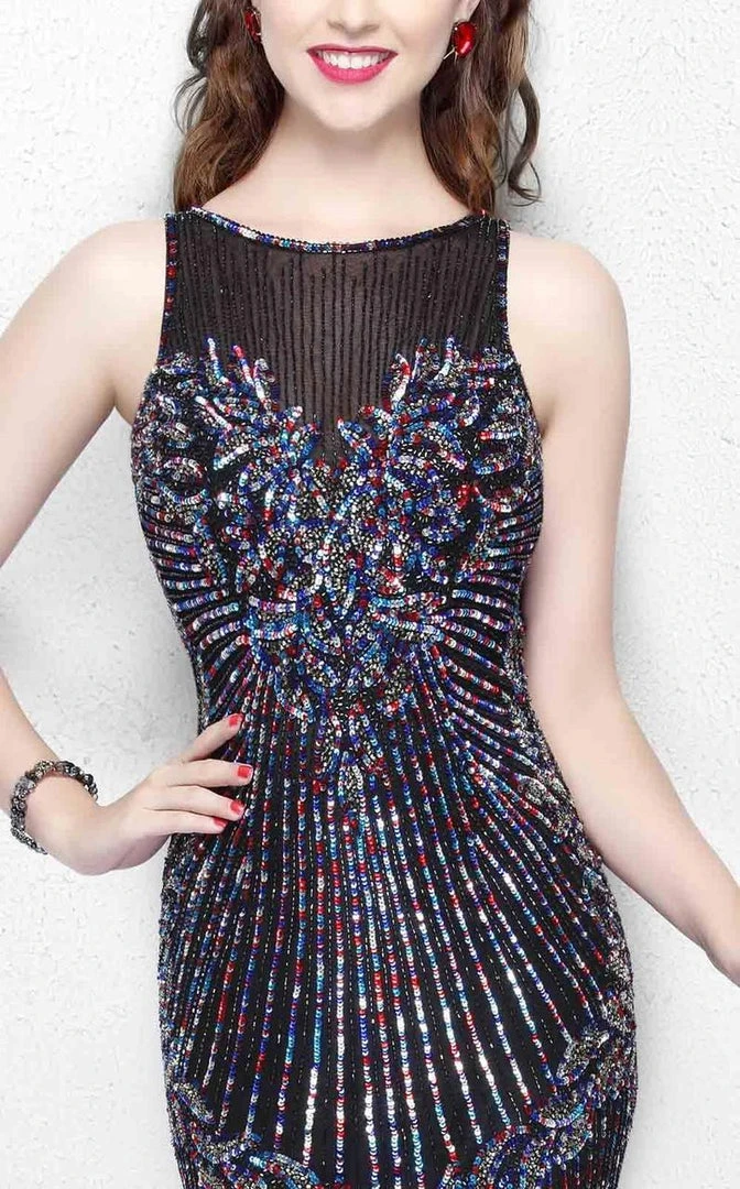 Formal Gowns Primavera Couture - Multi-Color Sequined Sleeveless Long Dress 1872 9 Formal Gowns Primavera Couture - Multi-Color Sequined Sleeveless Long Dress 1872