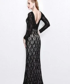 Primavera Couture - Posh Beaded Lace Bateau Illusion Sheath Gown 1710 Formal Gowns 7 Primavera Couture - Posh Beaded Lace Bateau Illusion Sheath Gown 1710 Formal Gowns