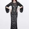 Primavera Couture - Sequined Bell Sleeves Contrast Illusion Sheath Gown 1717 1 Primavera Couture - Sequined Bell Sleeves Contrast Illusion Sheath Gown 1717