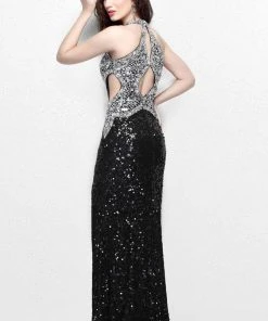 Primavera Couture - Sequined Halter Long Gown With Slit 1842 Formal Gowns 14 Primavera Couture - Sequined Halter Long Gown With Slit 1842 Formal Gowns