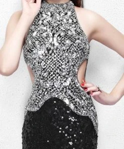 Primavera Couture - Sequined Halter Long Gown With Slit 1842 Formal Gowns 16 Primavera Couture - Sequined Halter Long Gown With Slit 1842 Formal Gowns