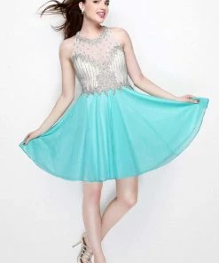 Primavera Couture - Sequined Halter Neck Short A-line Dress 1625 Cocktail Dresses 8 Primavera Couture - Sequined Halter Neck Short A-line Dress 1625 Cocktail Dresses