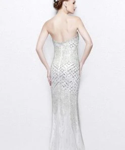 Primavera Couture - Sequined Sweetheart Long Sheath Gown 1527