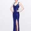 Primavera Couture - Sequined V-Neck Multi-Strap Sheath Gown 1761