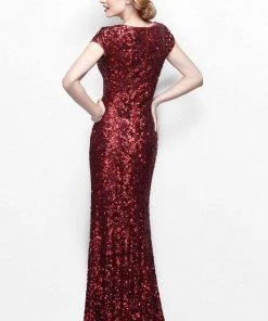 Primavera Couture - Shimmering Long Sequin V Neck Formal Gown 1252 Formal Gowns