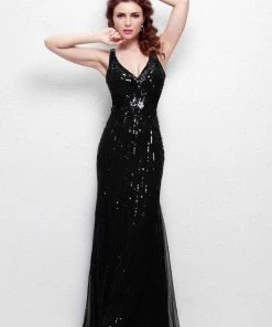 Primavera Couture - Sleeveless V Neck Starburst Sheath Dress 9874