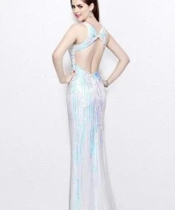 Primavera Couture - Sleeveless V Neck Starburst Sheath Dress 9874