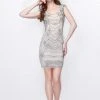 Cocktail Dresses Primavera Couture - Sparkly Jeweled Mini Dress With Sheer Back 1601