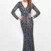 Primavera Couture - Spectacular Plunging V-Neck Long Sleeve Sheath Gown 1755 2 Primavera Couture - Spectacular Plunging V-Neck Long Sleeve Sheath Gown 1755