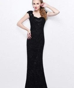 Primavera Couture - Statuesque Scalloped Sweetheart Illusion Sheath Gown 1681