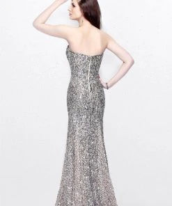 Primavera Couture - Statuesque Sequined Strapless Sweetheart Sheath Gown 1838