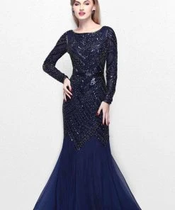 Primavera Couture - Stunning Beaded Long Sleeve Mermaid Gown 1725