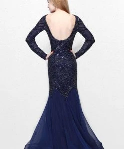 Primavera Couture - Stunning Beaded Long Sleeve Mermaid Gown 1725