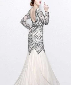 Primavera Couture - Stunning Beaded Long Sleeve Mermaid Gown 1725