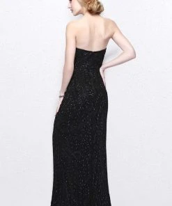 Formal Gowns Primavera Couture - Timeless Ornate Strapless Sweetheart Sheath Gown 1834