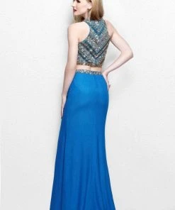 Primavera Couture - Two Piece Fitted Long Dress With Slit 1803 Formal Gowns