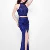 Formal Gowns Primavera Couture - Two-Piece Sequined High Neck Sheath Gown 1546