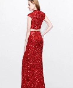 Formal Gowns Primavera Couture - Two Piece Sequined Long Dress 1766