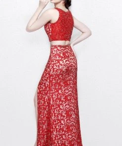 Primavera Couture - Two Piece Sequined Long Dress With Slit 1855 12 Primavera Couture - Two Piece Sequined Long Dress With Slit 1855