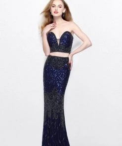 Primavera Couture - Two Piece Sequined Sweetheart Long Sheath Gown 1595 18 Primavera Couture - Two Piece Sequined Sweetheart Long Sheath Gown 1595