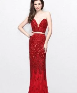 Primavera Couture - Two Piece Sequined Sweetheart Long Sheath Gown 1595 16 Primavera Couture - Two Piece Sequined Sweetheart Long Sheath Gown 1595