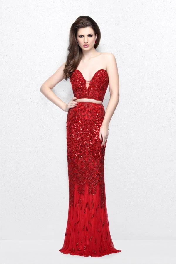 Primavera Couture - Two Piece Sequined Sweetheart Long Sheath Gown 1595 8 Primavera Couture - Two Piece Sequined Sweetheart Long Sheath Gown 1595