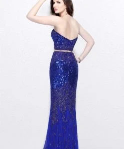 Primavera Couture - Two Piece Sequined Sweetheart Long Sheath Gown 1595 12 Primavera Couture - Two Piece Sequined Sweetheart Long Sheath Gown 1595