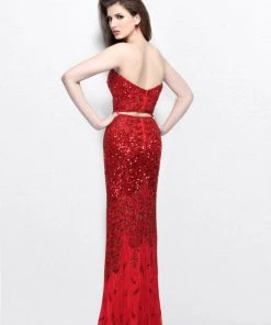 Primavera Couture - Two Piece Sequined Sweetheart Long Sheath Gown 1595 17 Primavera Couture - Two Piece Sequined Sweetheart Long Sheath Gown 1595