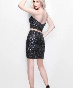 Primavera Couture - Two Piece Strapless Sequined Short Dress 1654 Cocktail Dresses