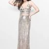 Formal Gowns Primavera Couture - Two Piece V-Neck Metallic Long Dress 1892 1 Formal Gowns Primavera Couture - Two Piece V-Neck Metallic Long Dress 1892