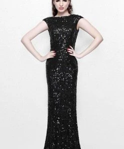 Formal Gowns Primavera Couture - Ultra Sparkling Plunging Back Long Sequin Sheath Dress 1256 14 Formal Gowns Primavera Couture - Ultra Sparkling Plunging Back Long Sequin Sheath Dress 1256