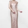 Formal Gowns Primavera Couture - Ultra Sparkling Plunging Back Long Sequin Sheath Dress 1256