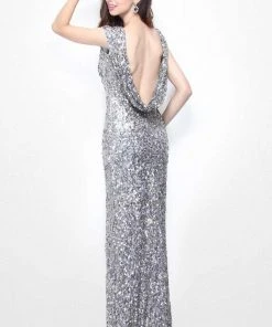 Formal Gowns Primavera Couture - Ultra Sparkling Plunging Back Long Sequin Sheath Dress 1256 13 Formal Gowns Primavera Couture - Ultra Sparkling Plunging Back Long Sequin Sheath Dress 1256