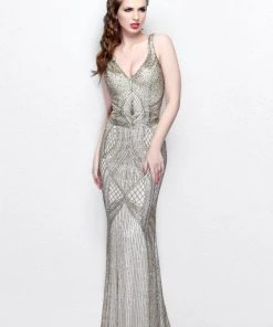 Primavera Couture - V-Neck Beaded Long Dress 1723 Formal Gowns