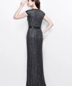 Primavera Couture - V-Neck Sequined Evening Gown 1709