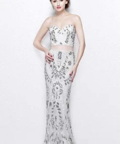 Formal Gowns Primavera Couture - Vibrant Two-Piece Strapless Sweetheart Sheath Gown 1884