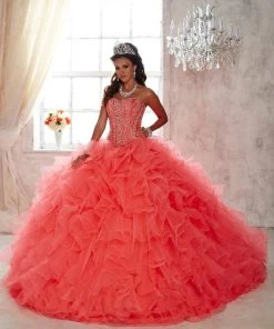 Long Dresses Quinceanera Collection - 26820 Strapless Sweetheart Ruffled Ballgown