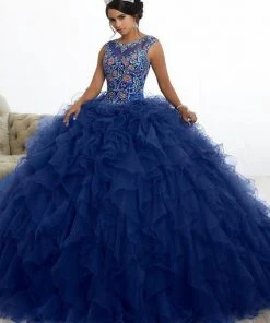 Quinceanera Collection - 26883 Embroidered Ruffled Ballgown