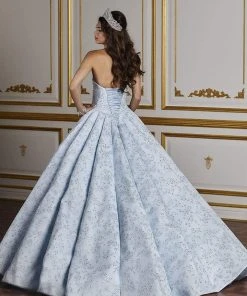 Formal Gowns Quinceanera Collection - 26932 Metallic Floral Lace Gown