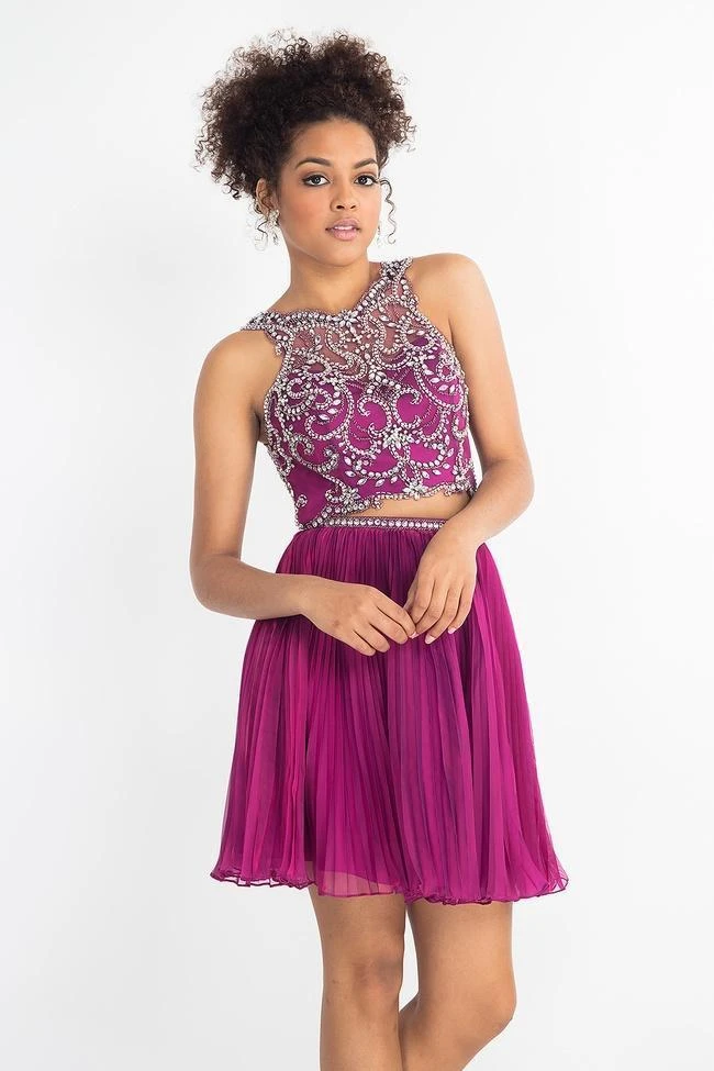 Rachel Allan - 4629 Two Piece Beaded Sheer Halter Chiffon A-line Dress 3 Rachel Allan - 4629 Two Piece Beaded Sheer Halter Chiffon A-line Dress