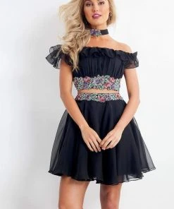 Rachel Allan - 4639 Two Piece Beaded Chiffon Off-Shoulder A-line Dress