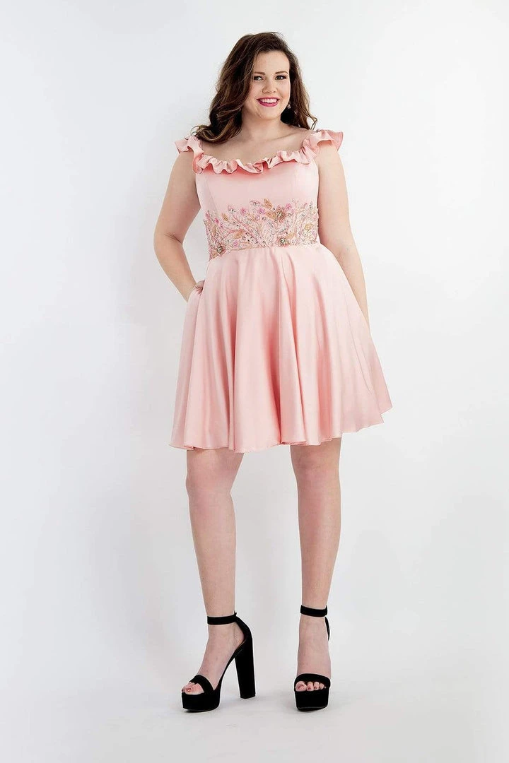 Rachel Allan - 4813 Beaded Ruffled Off-Shoulder A-line Dress 3 Rachel Allan - 4813 Beaded Ruffled Off-Shoulder A-line Dress