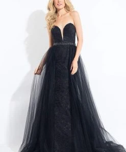 Rachel Allan - 6004 Strapless Tulle Overlay Mermaid Gown Formal Gowns