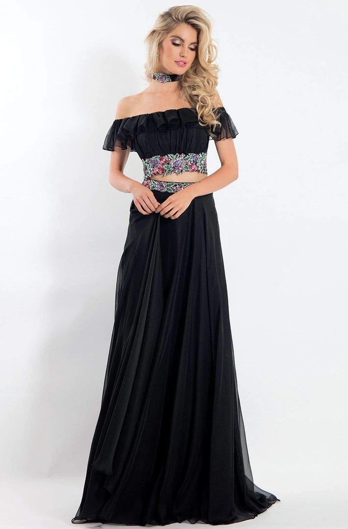 Rachel Allan - 6010 Two-Piece Off Shoulder Floral Chiffon Dress Formal Gowns 3 Rachel Allan - 6010 Two-Piece Off Shoulder Floral Chiffon Dress Formal Gowns