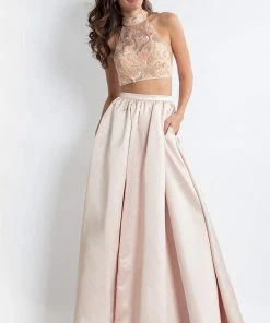 Formal Gowns Rachel Allan - 6014 Sequined Halter A-line Dress 8 Formal Gowns Rachel Allan - 6014 Sequined Halter A-line Dress